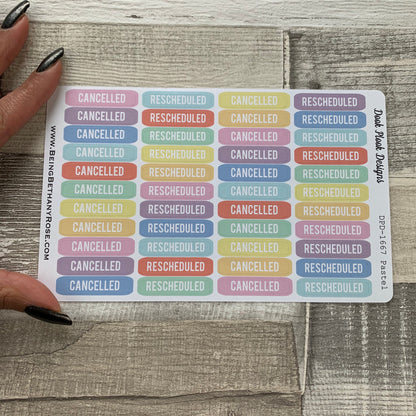 Cancelled / rescheduled stickers (DPD1667)