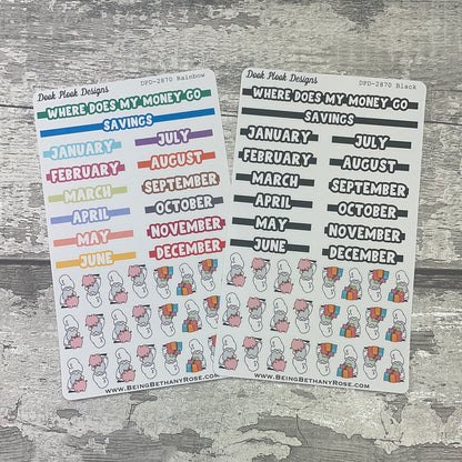 Saving / Spend Yearly Tracking Stickers  (DPD2870)