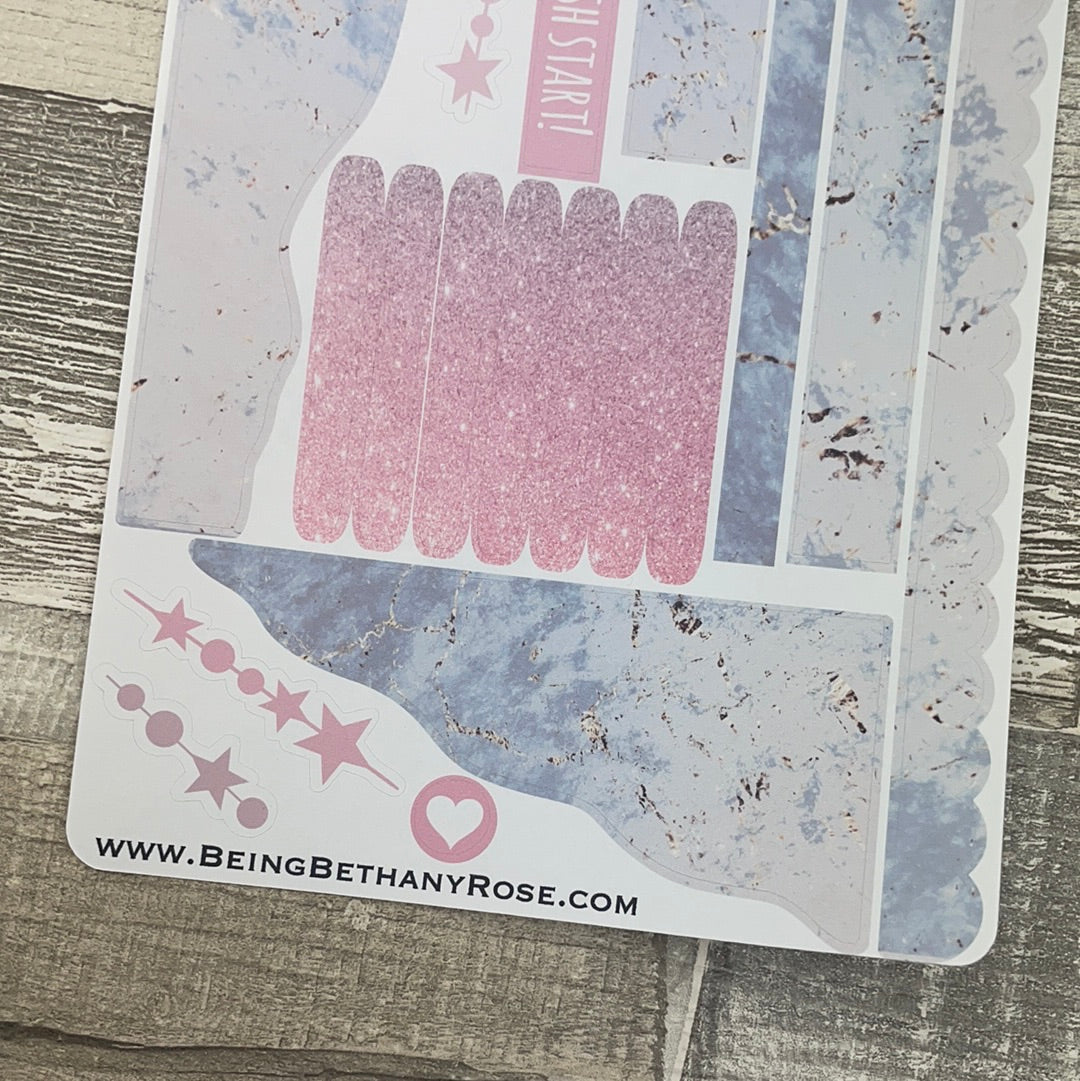 (0604) Passion Planner Daily Wave stickers - marble