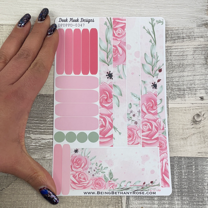 (0347) Passion Planner Daily stickers - Pink Rose