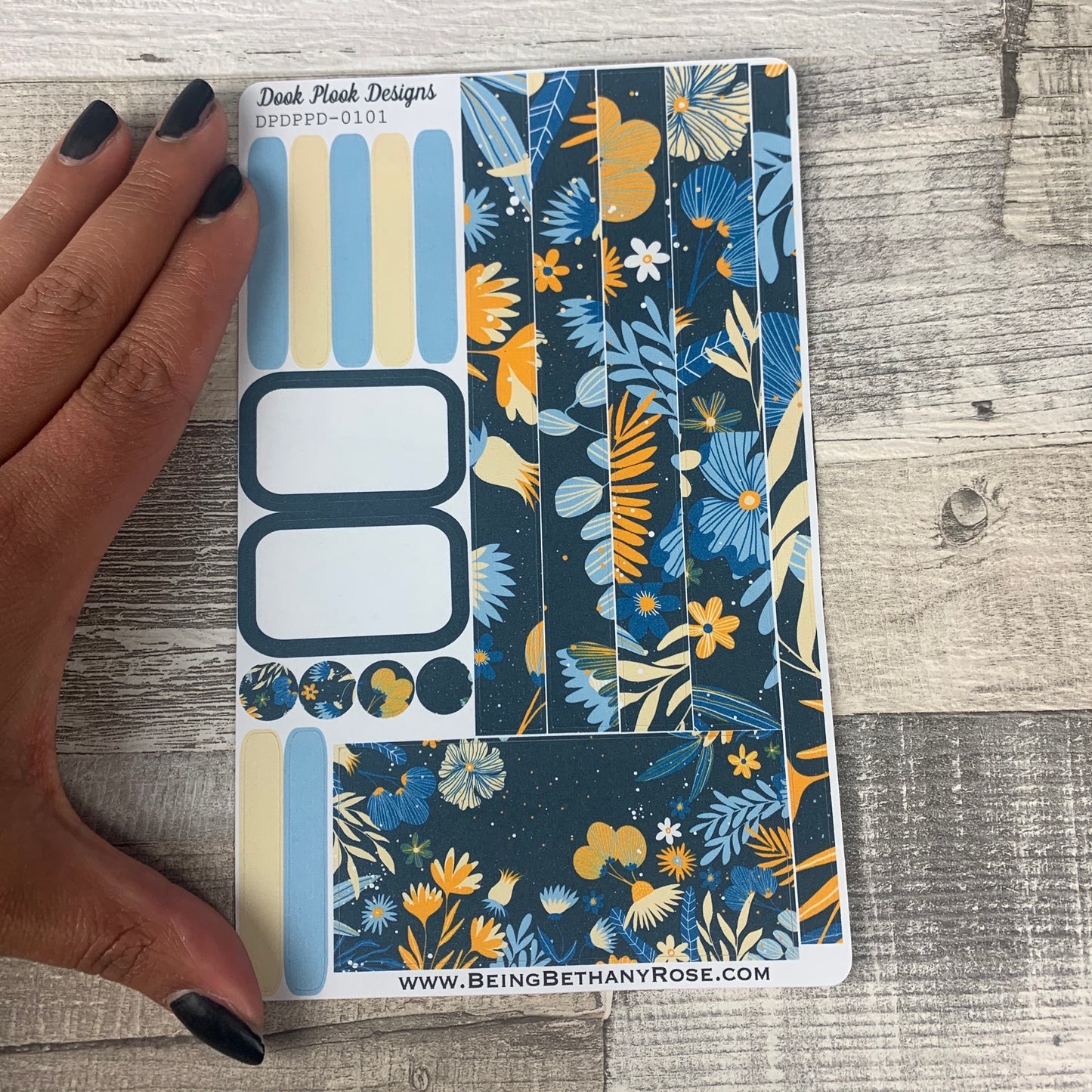 (0101) Passion Planner Daily stickers - Blue Floral