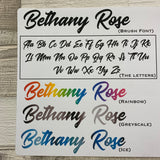 Personalised name stickers for planners (Matte or Gloss, 28 different colours) 0005-Brush