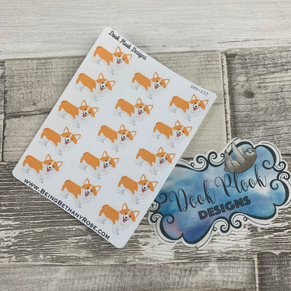 Corgi stickers for Erin Condren, Plum Paper, Filofax, Kikki K (DPD533)