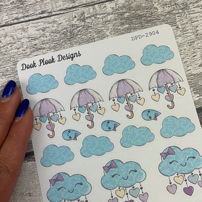 Bliss April Showers Pastel Umbrellas / Cloud Stickers Journal planner stickers (DPD2904)