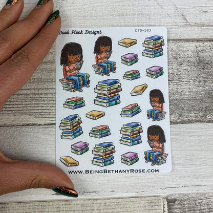 Reading Book stickers (Black Woman) (DPD583)