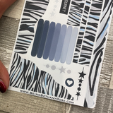 (0428) Passion Planner Daily Wave stickers - Blue Zebra