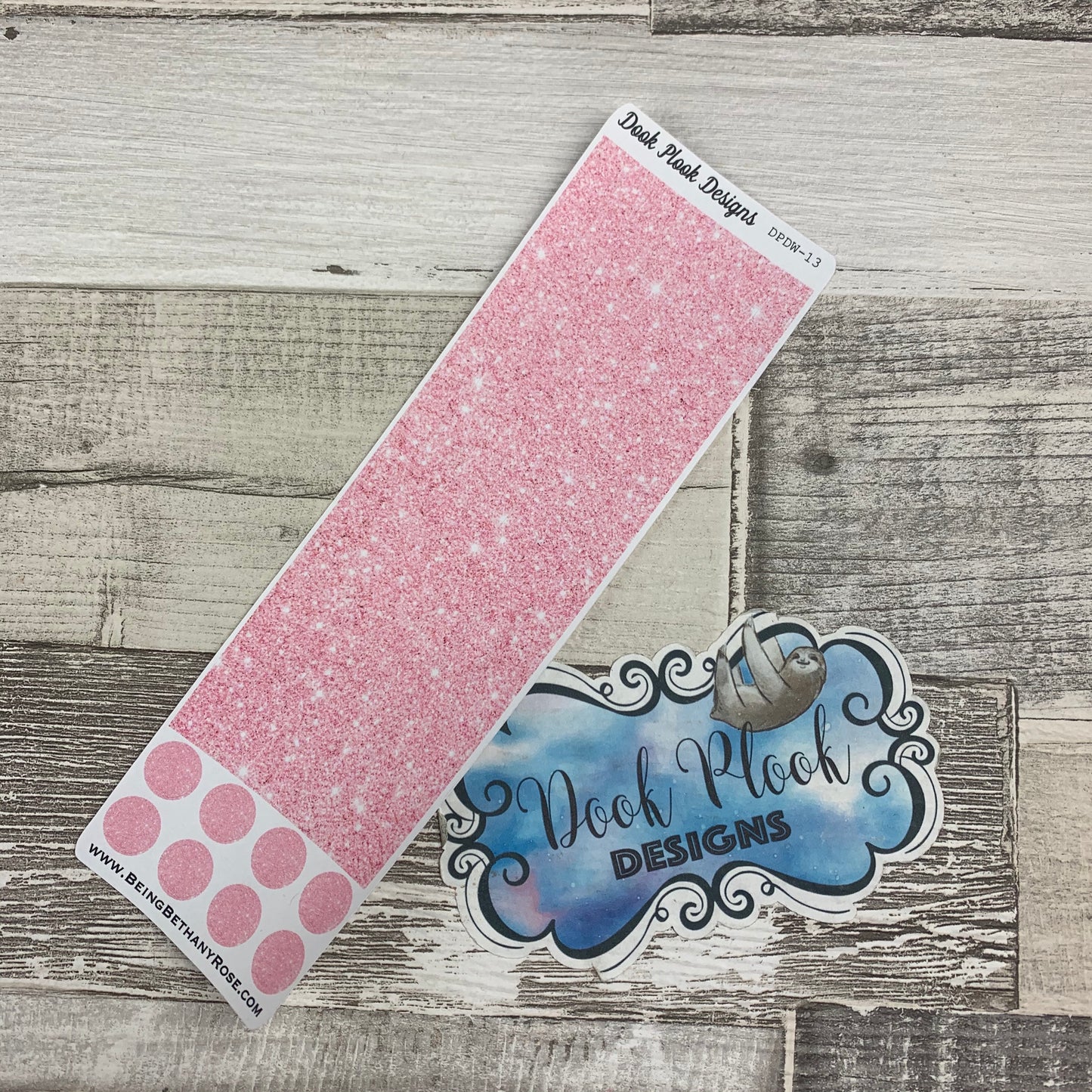Passion Planner Hour Cover up / Washi strip stickers Baby Pink Glitter (DPDW-13)