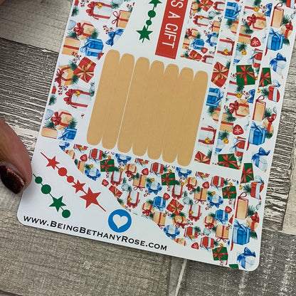 (0578) Passion Planner Daily Wave stickers - Presents and Baubles