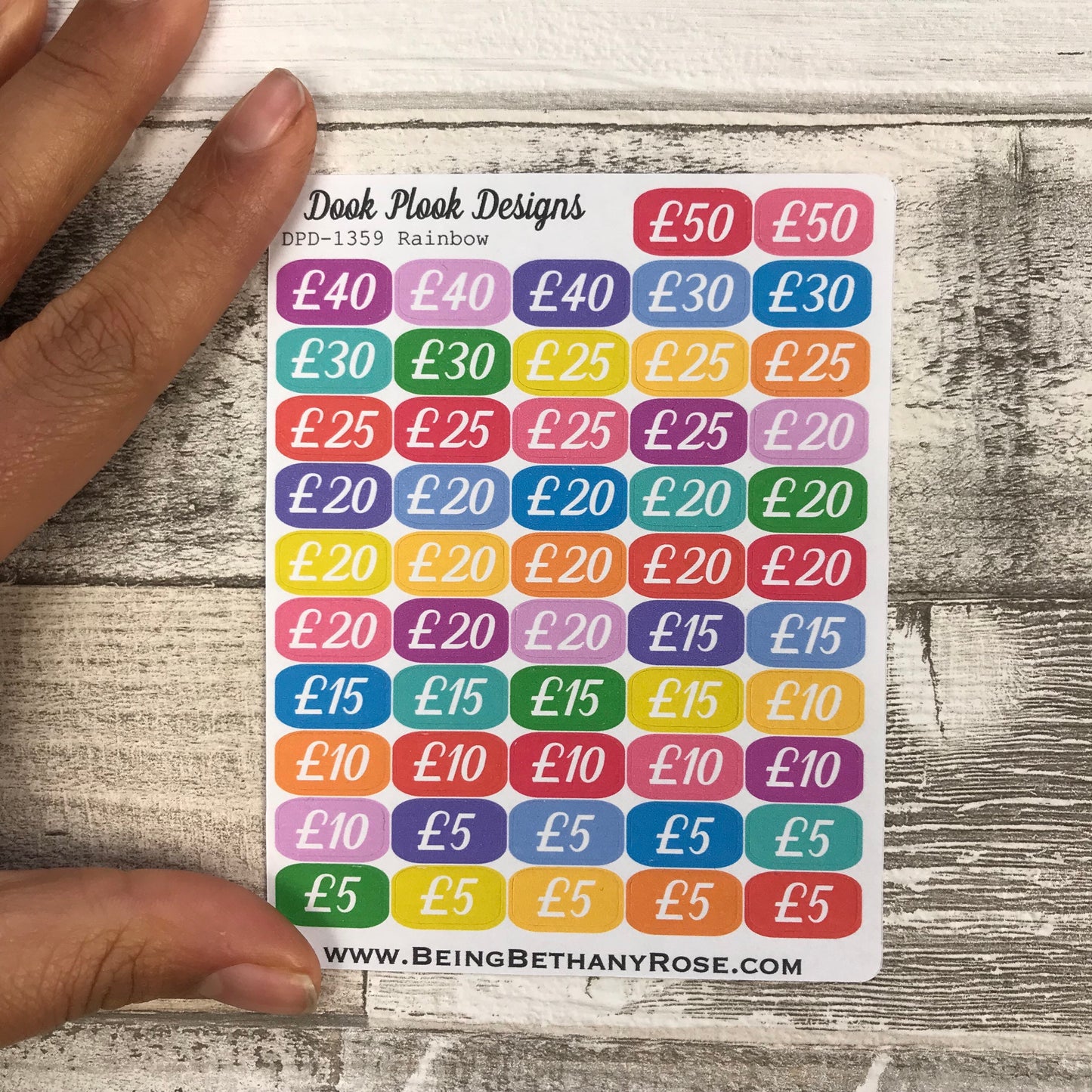 52 week £1000 [a grand] money challenge stickers - Small (DPD1359)