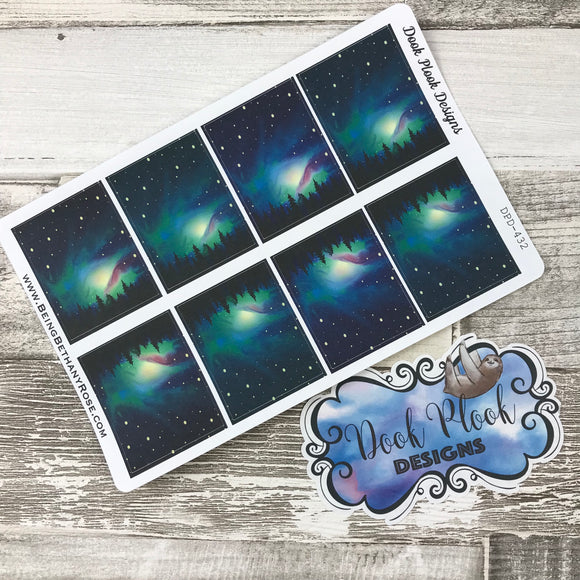 Northern Lights box / Aurora Borealis sticker set for Erin Condren (DPD432)