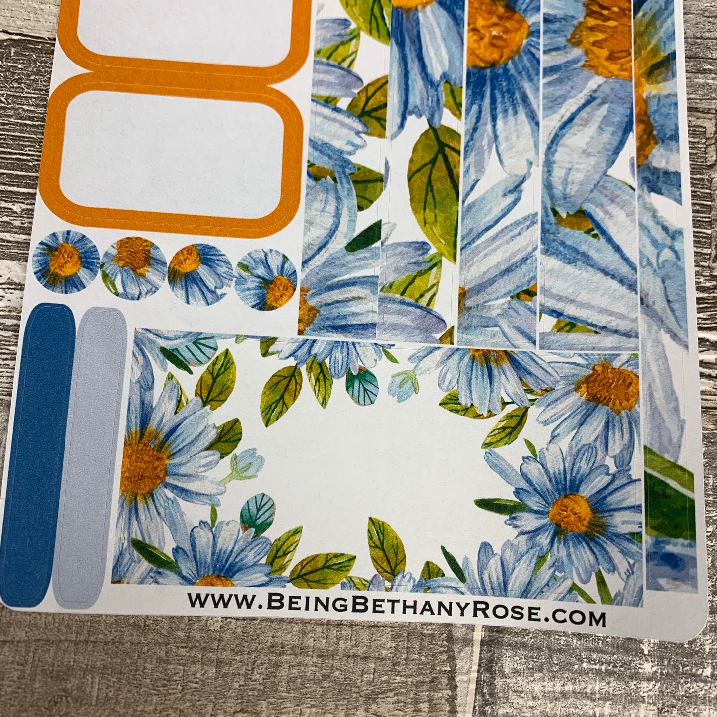 (0138) Passion Planner Daily stickers - Blue Daisy