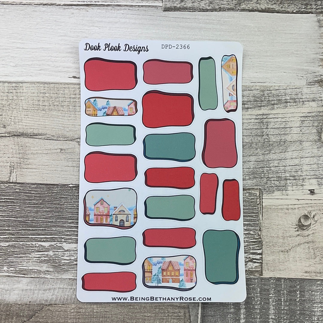 Christmas Village Hand drawn box stickers (DPD2366)