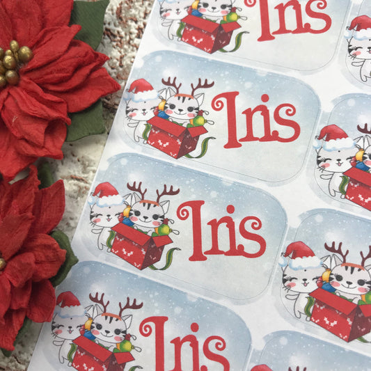 Personalised kids / adults Christmas Present Labels. (52 Cats)