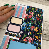 (0004) Passion Planner Daily stickers - Black floral