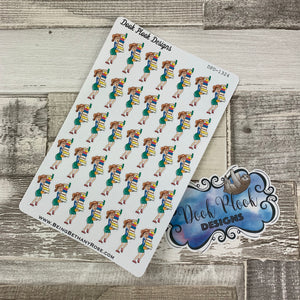 Reading / Studying/ Book Stack girl stickers (DPD-1324)