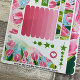 (0433) Passion Planner Daily Wave stickers - Pink Flowers