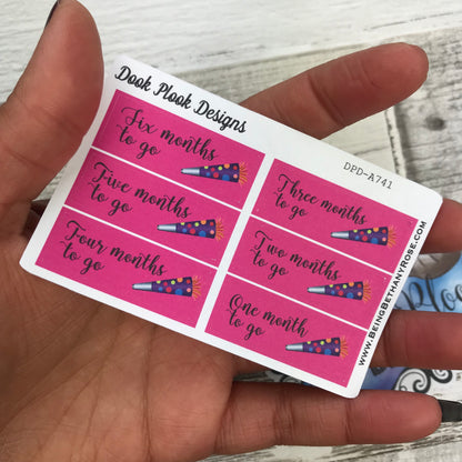 6 Month Countdown stickers - Small Sampler Size (A741)