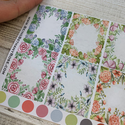 Watercolour flower box stickers  (DPD449)