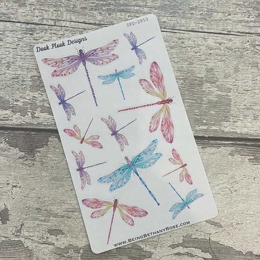 WaterColour Dragonfly Journal planner stickers (DPD2853)