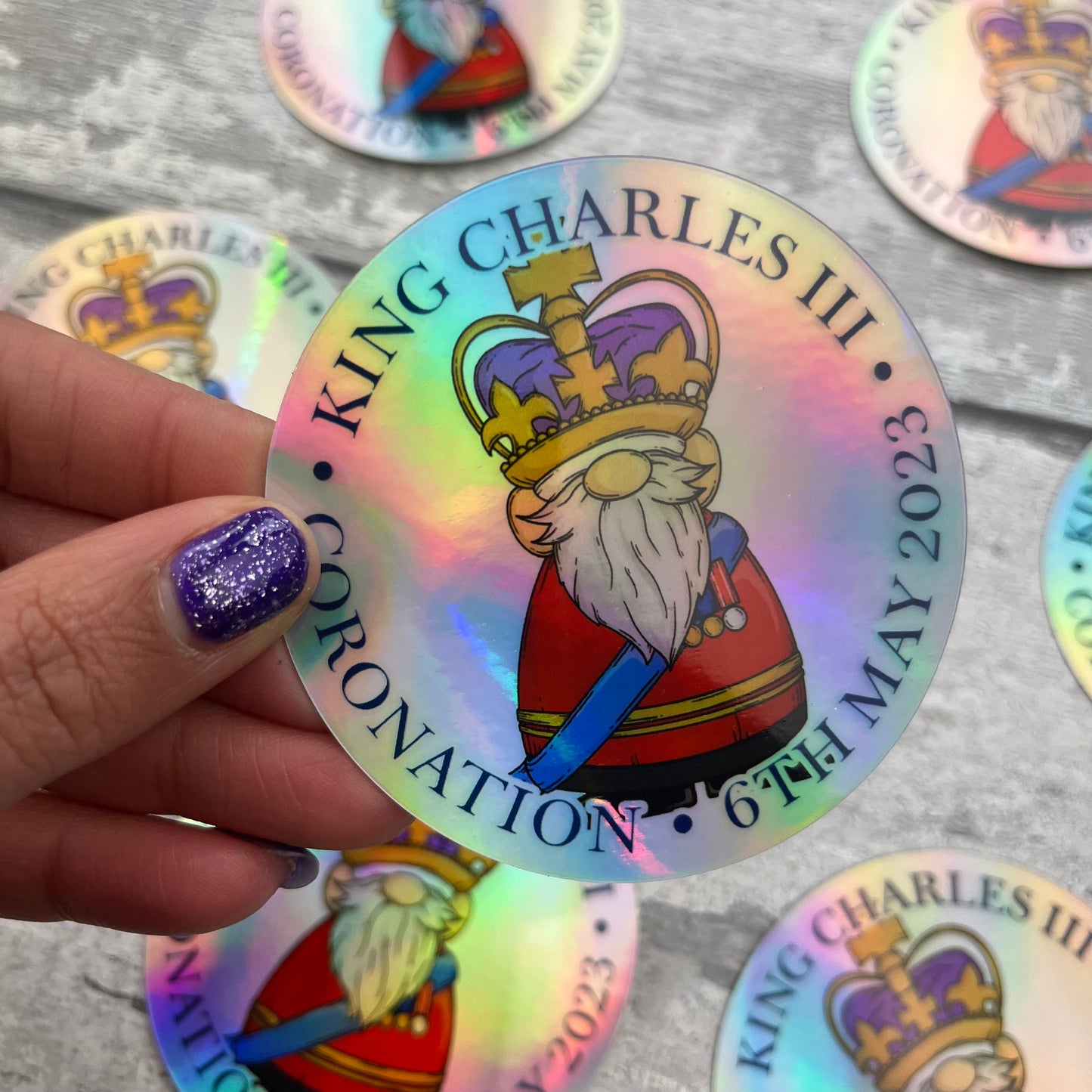 Holographic Vinyl Sticker - King Charles Coronation
