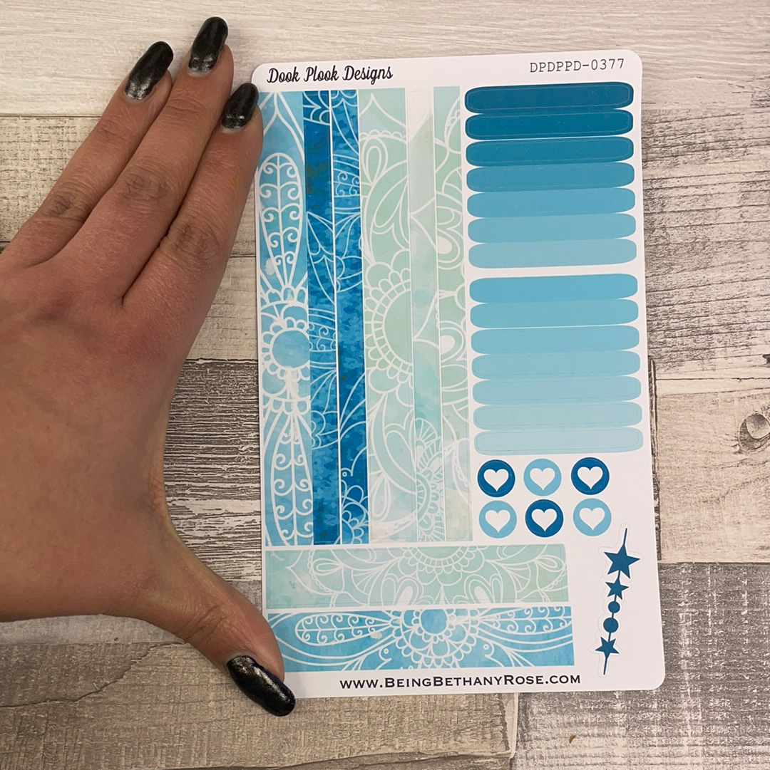 (0377) Passion Planner Daily Compact stickers - Aqua Mandala