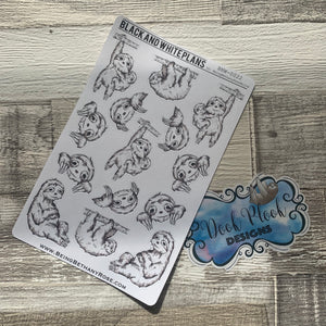 Hand drawn sloth stickers (BNW0022)