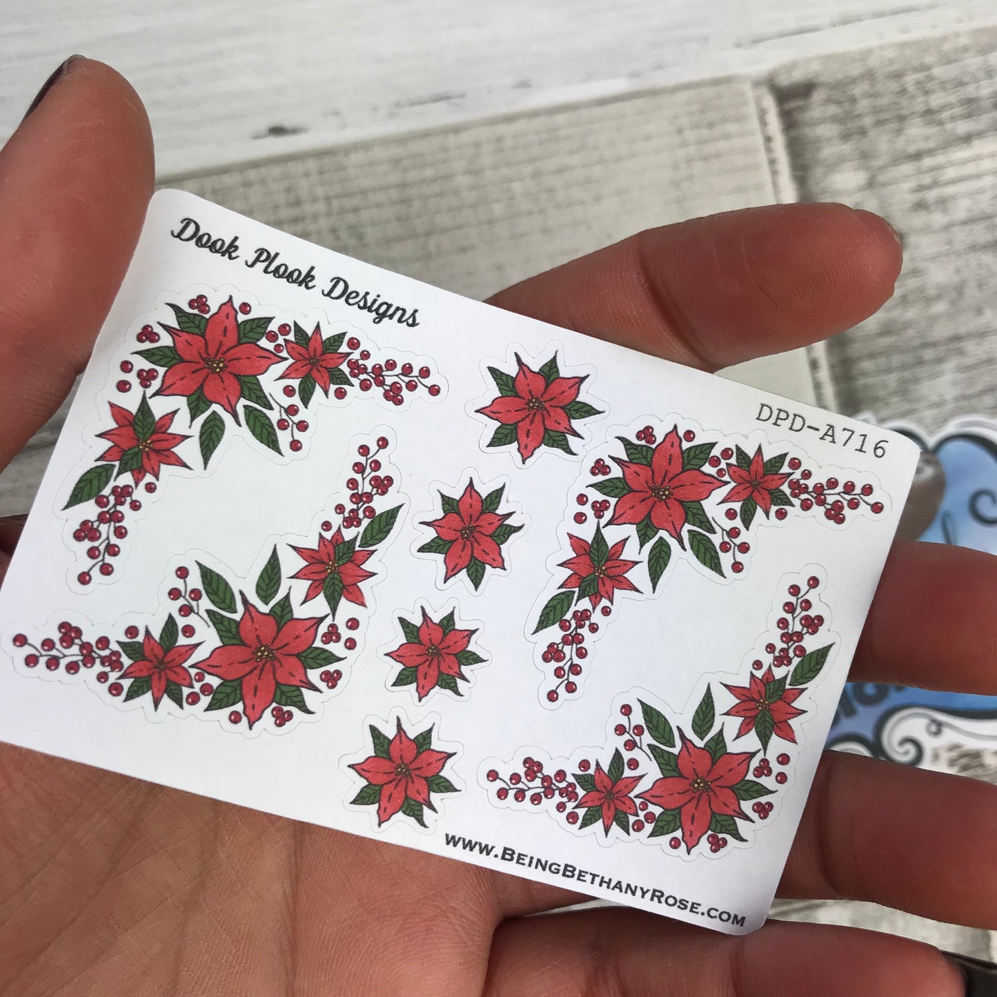 Poinsettia Corner stickers (Small Sampler Size) A716