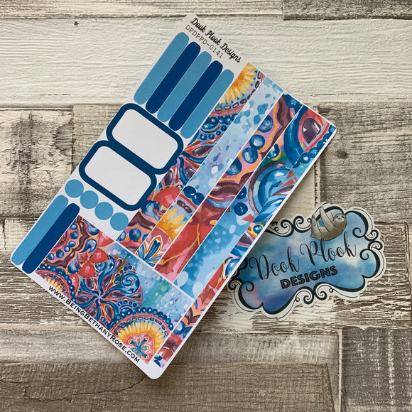 (0141) Passion Planner Daily stickers - Watercolour Mandala Blue