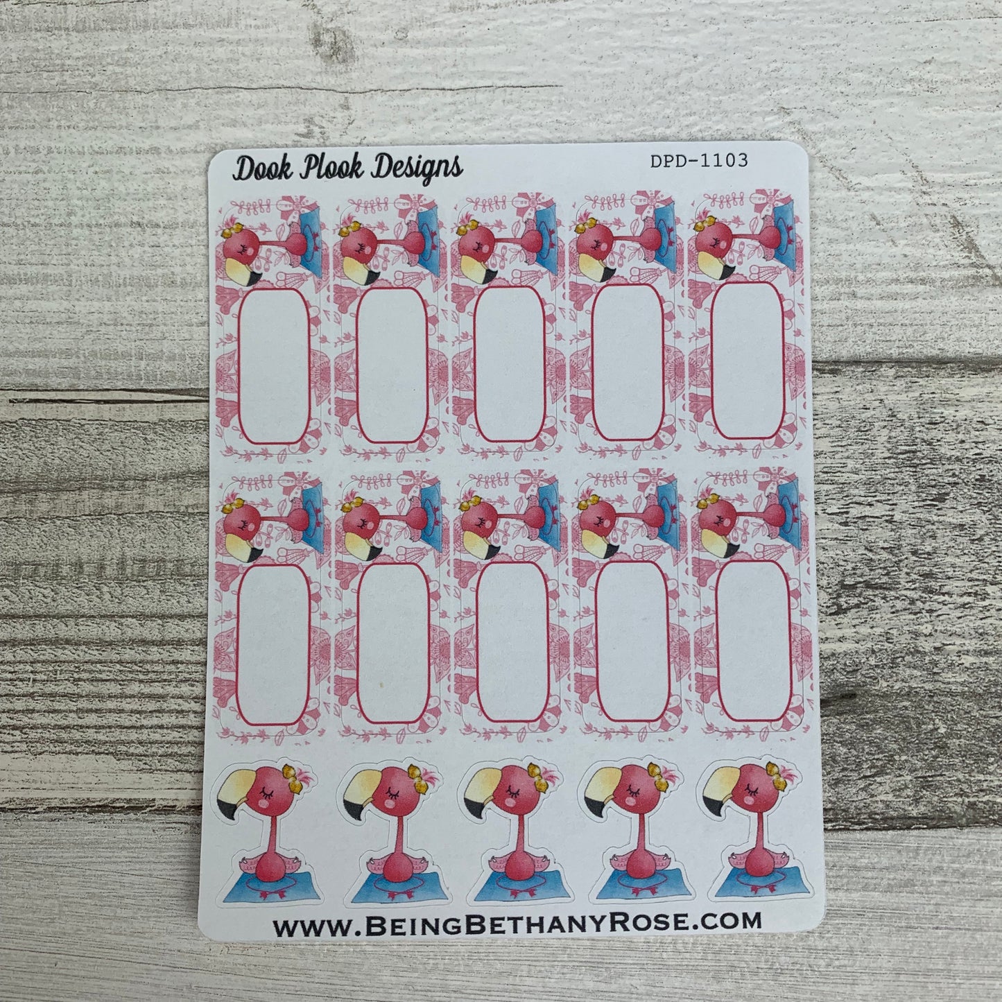 Yoga / meditate Frankie the Flamingo Stickers (DPD1102-1103)