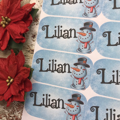 Personalised kids / adults Christmas Present Labels. (9 snowman)