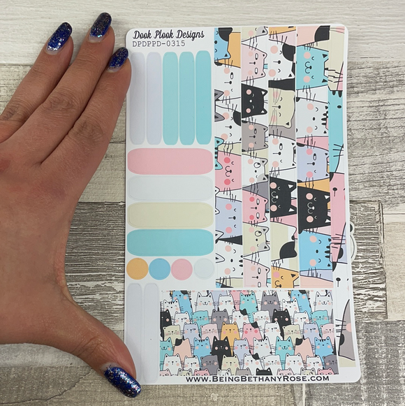 (0315) Passion Planner Daily stickers - Peeping Cats