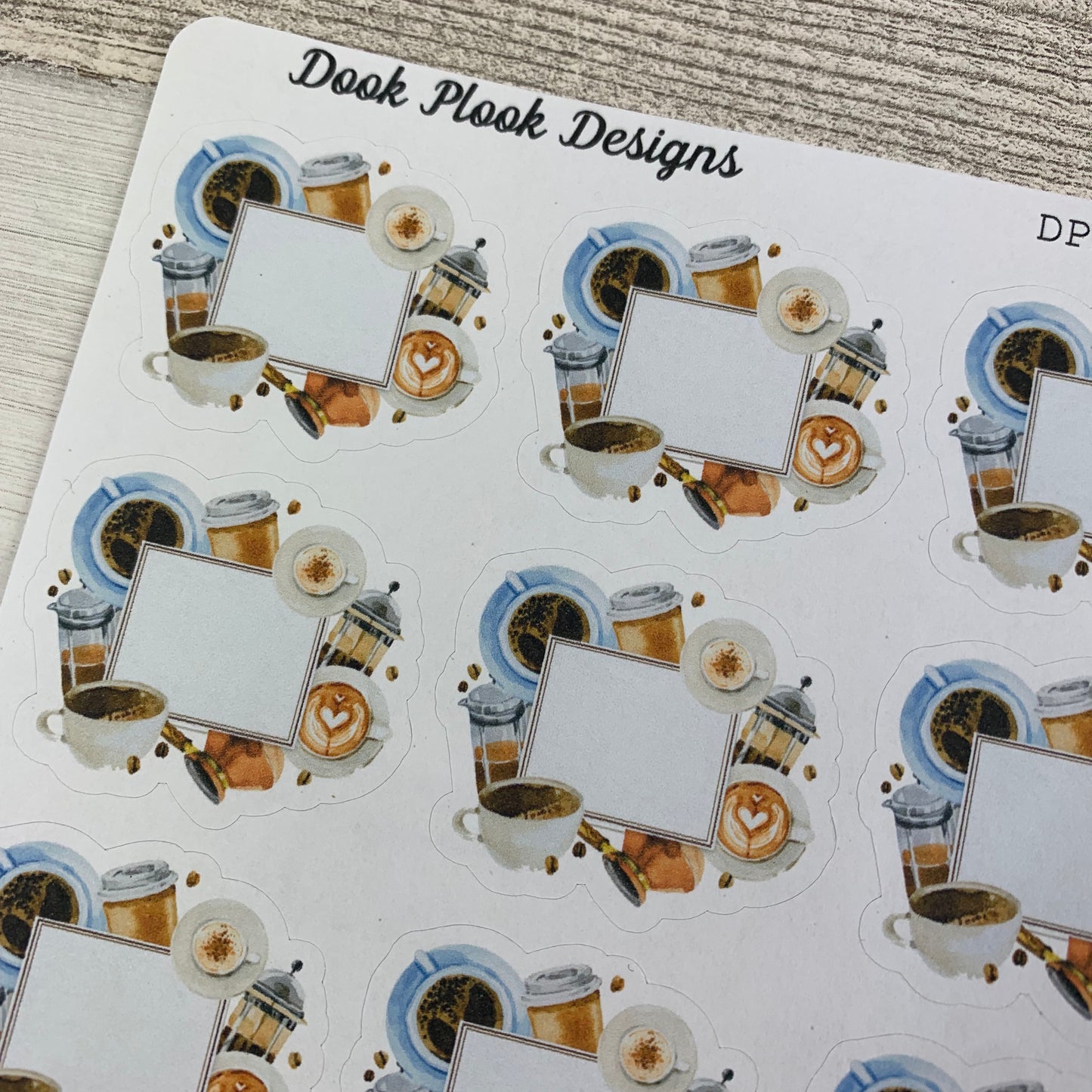 Watercolor coffee stickers (DPD891)