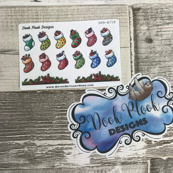 Christmas Stocking stickers (Small Sampler Size) A718