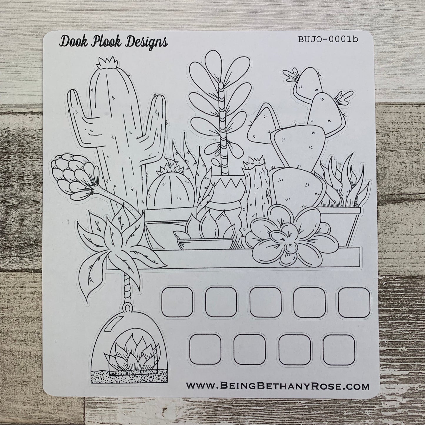 Bullet Journal Style Cactus monthly tracker sticker (Bujo001)