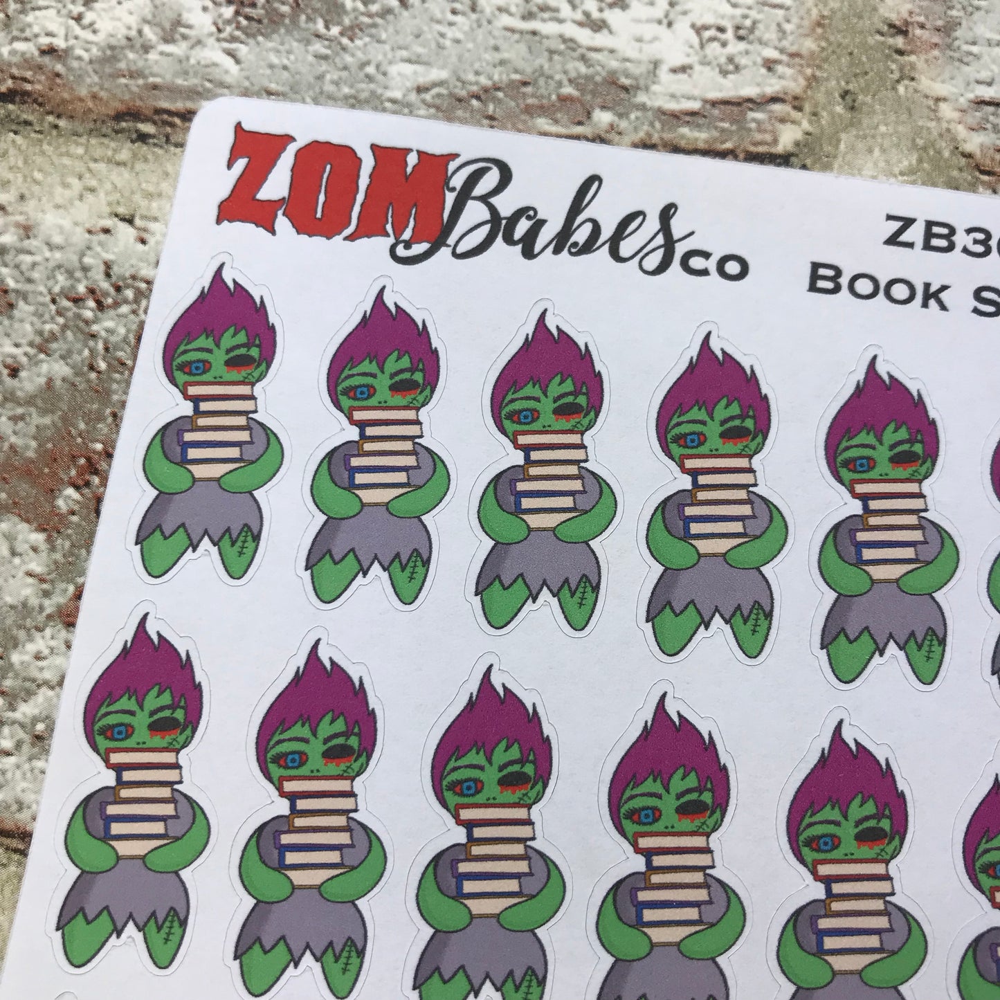 Book stack / Reading / Study Zombabe stickers (ZB30)