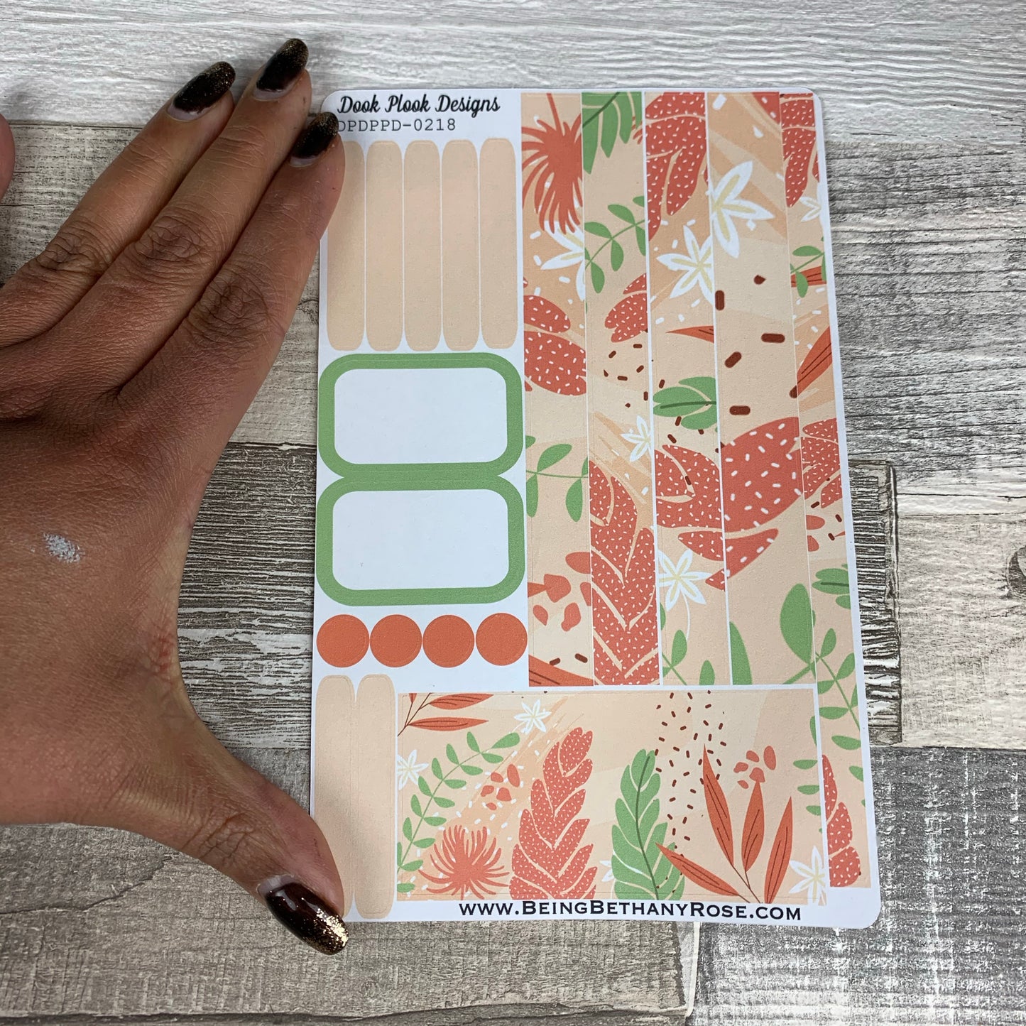 (0218) Passion Planner Daily stickers - Peachy leaf