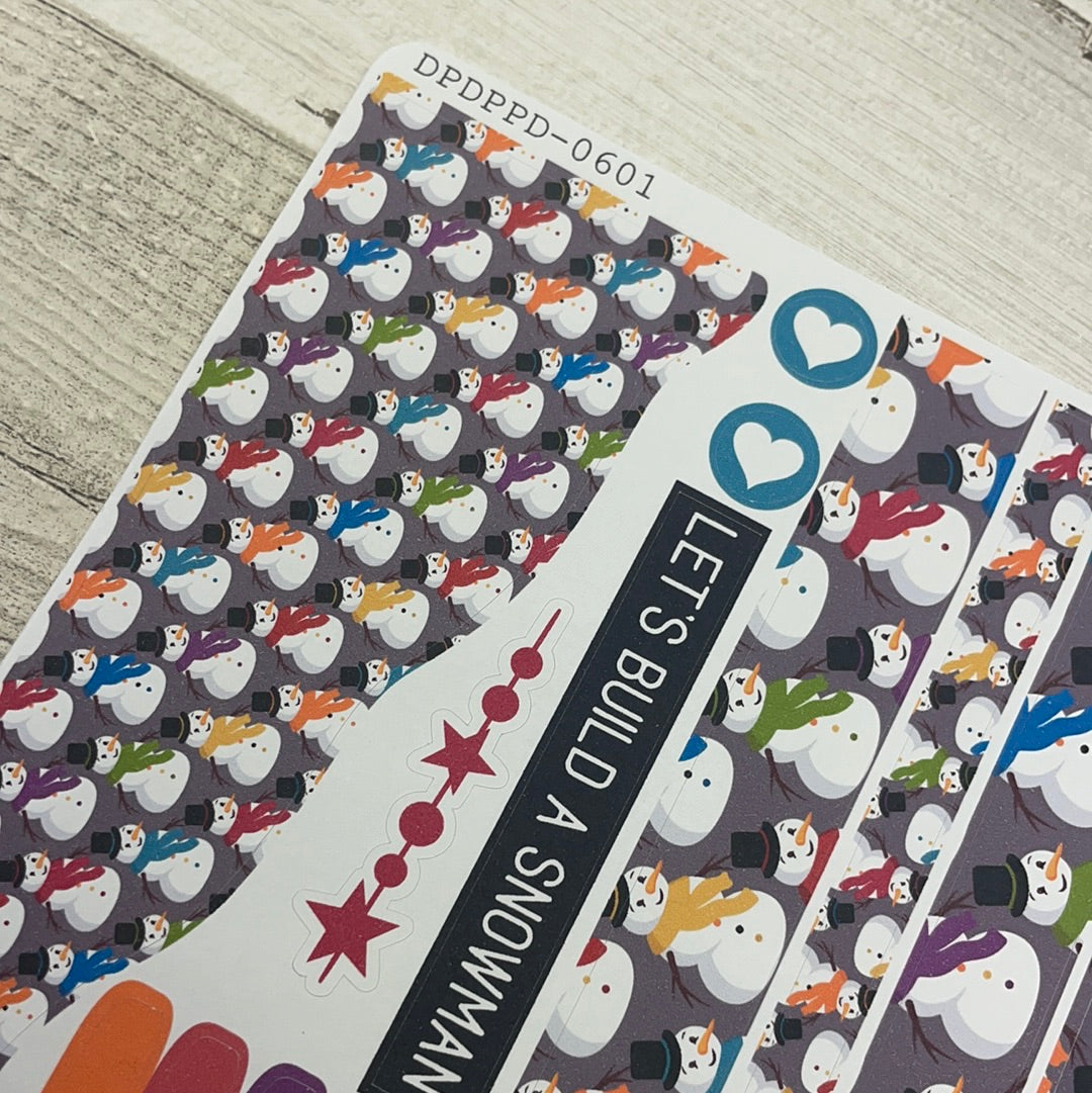 (0601) Passion Planner Daily Wave stickers - snowman