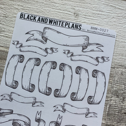 Hand drawn banner stickers (BNW0027)