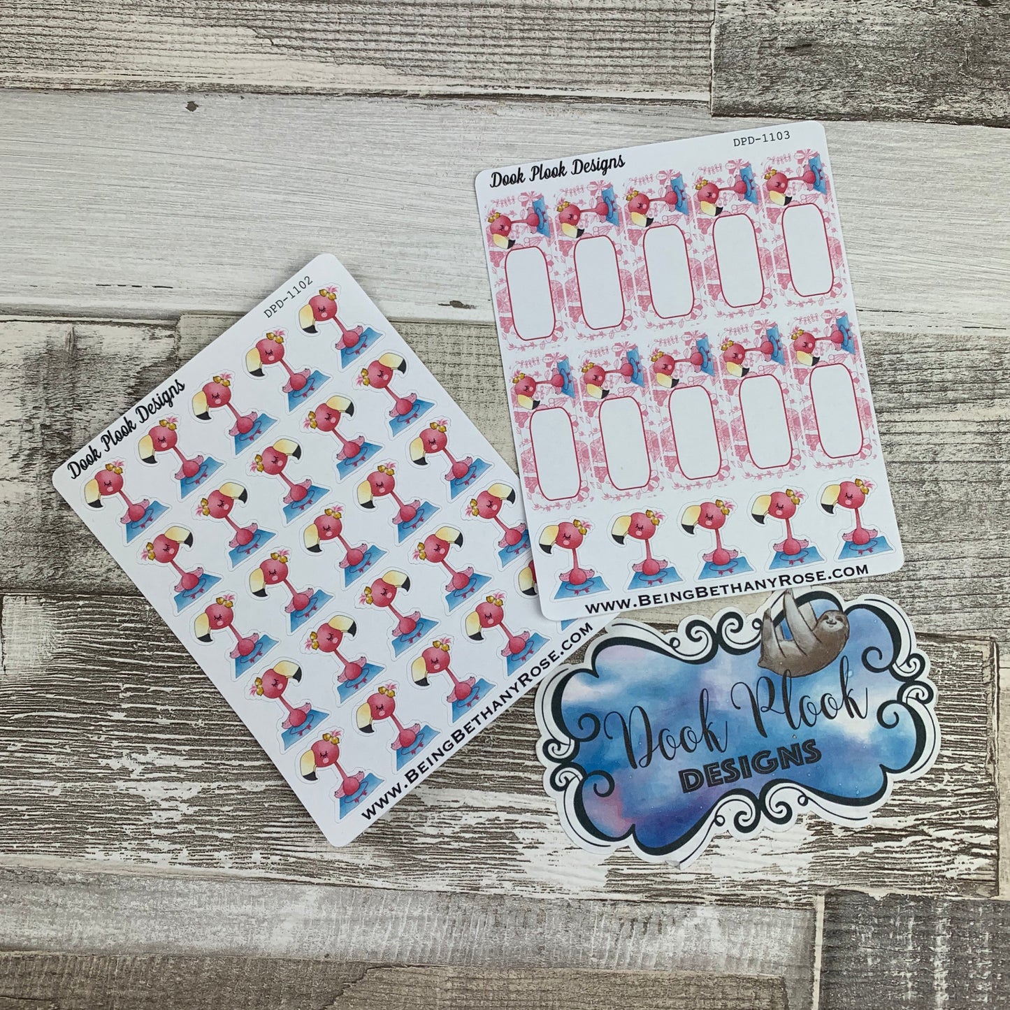 Yoga / meditate Frankie the Flamingo Stickers (DPD1102-1103)