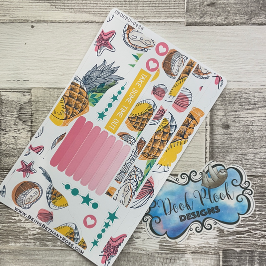 (0438) Passion Planner Daily Wave stickers - Pineapple and coconut