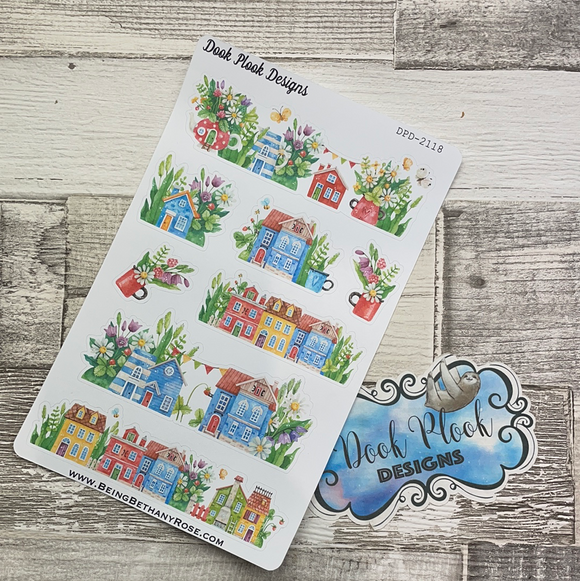 Watercolour houses stickers (DPD2118)