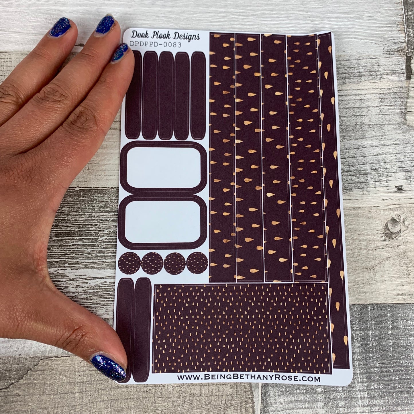 (0083) Passion Planner Daily stickers - Raindrop Deep Burgundy
