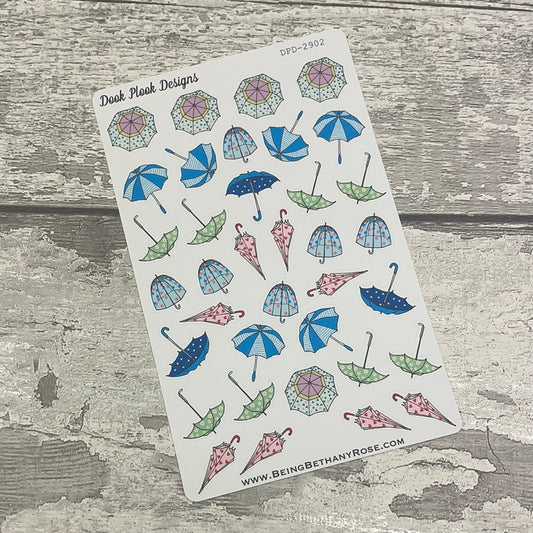 April Showers Umbrellas Stickers Journal planner stickers (DPD2902)