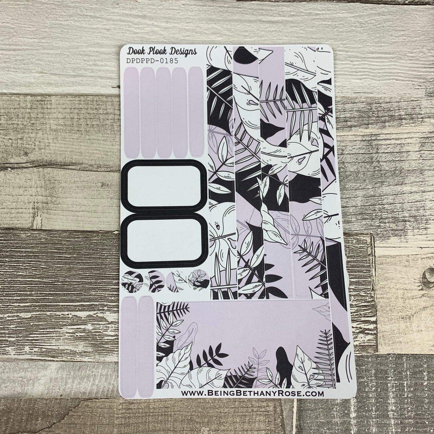 (0185) Passion Planner Daily stickers - Lilac bold print leaf