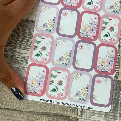 Pretty in Pink Floral half box stickers (DPD1772)