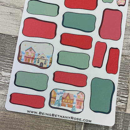 Christmas Village Hand drawn box stickers (DPD2366)