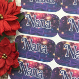 Personalised kids / adults Christmas Present Labels. (56 purple bow)