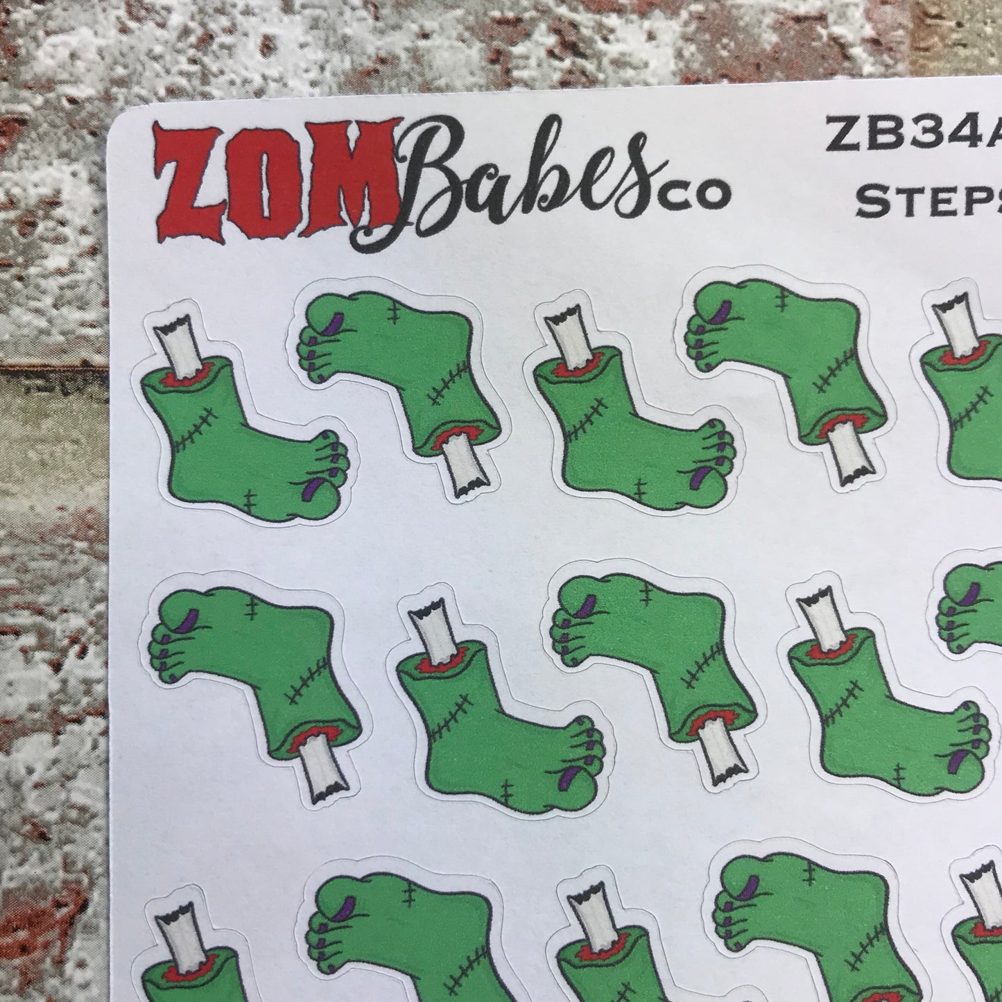 Step tracking / 5k / 10k / 20k Run Zombabe character sticker for planners (ZB34abcd)