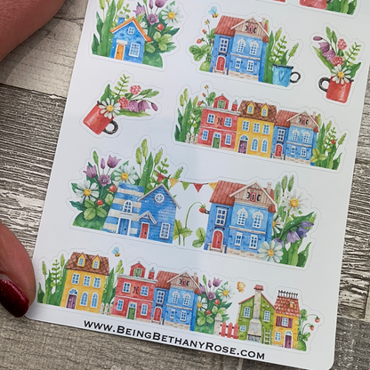 Watercolour houses stickers (DPD2118)