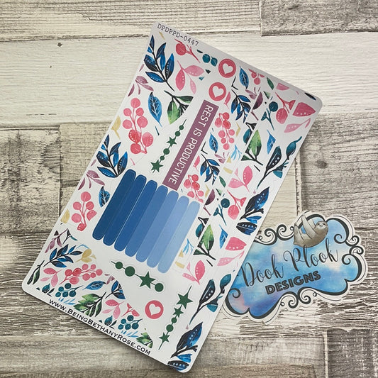 (447) Passion Planner Daily Wave stickers - dark leaves